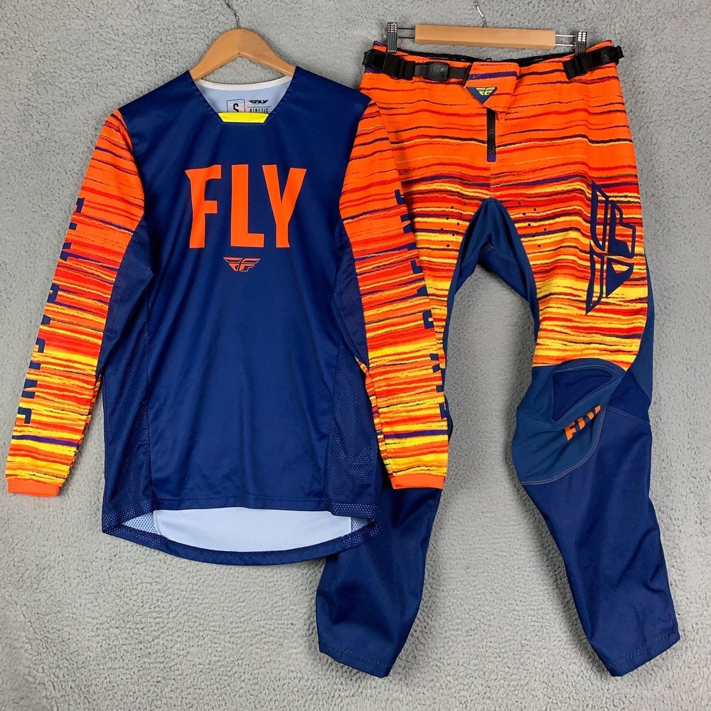 Fly Racing Kinetic Wave Gear Set Mens Small/32 Navy/Orange Jersey Pant Motocross